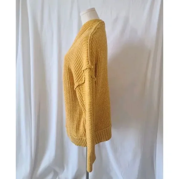 Free People Womens Dark Yellow Chunky Knit High Hopes Cardigan Sweater XS - Picture 8 of 10